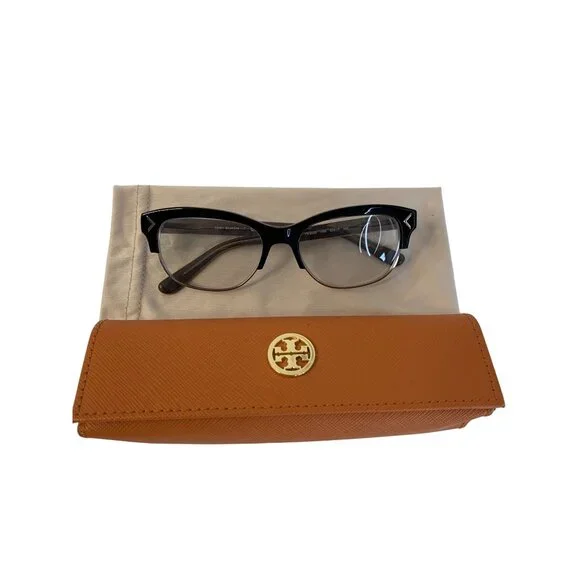 Tory Burch Womens Black Cat-Eye Eyeglasses TY2083 T390 53-16-140 Logo Case - Picture 4 of 8